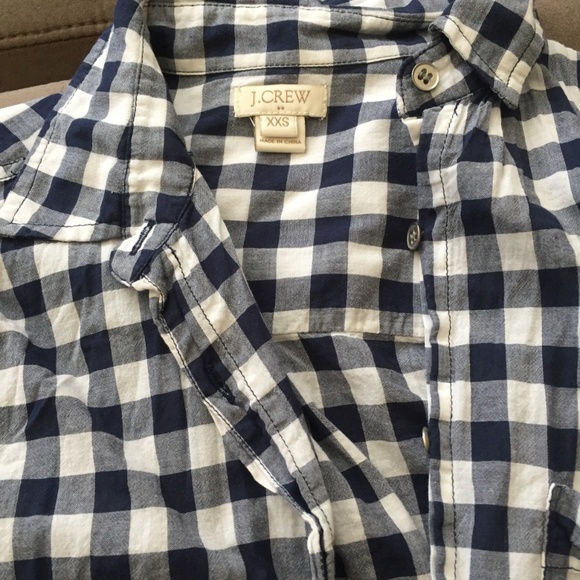 J. Crew Navy and White Checkered Button Down - Picture 2 of 2